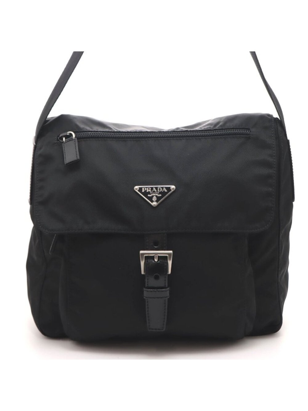 Prada Shoulder Bag Black Nylon Leather
